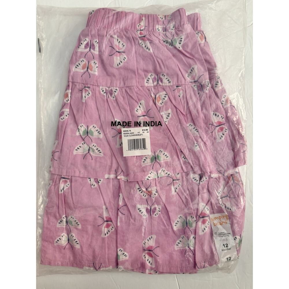 Jumping Beans Lilac Butterfly Elastic Waist Tiered Scooter Skort Skirt Size 12 - Picture 2 of 3